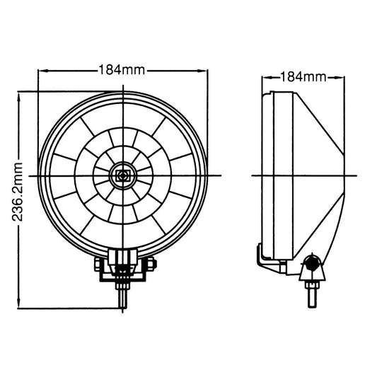 Farol Redondo Longo Alcance H3 12V 55W NS-2100B-C Negro - Cristal CAR + 1PC