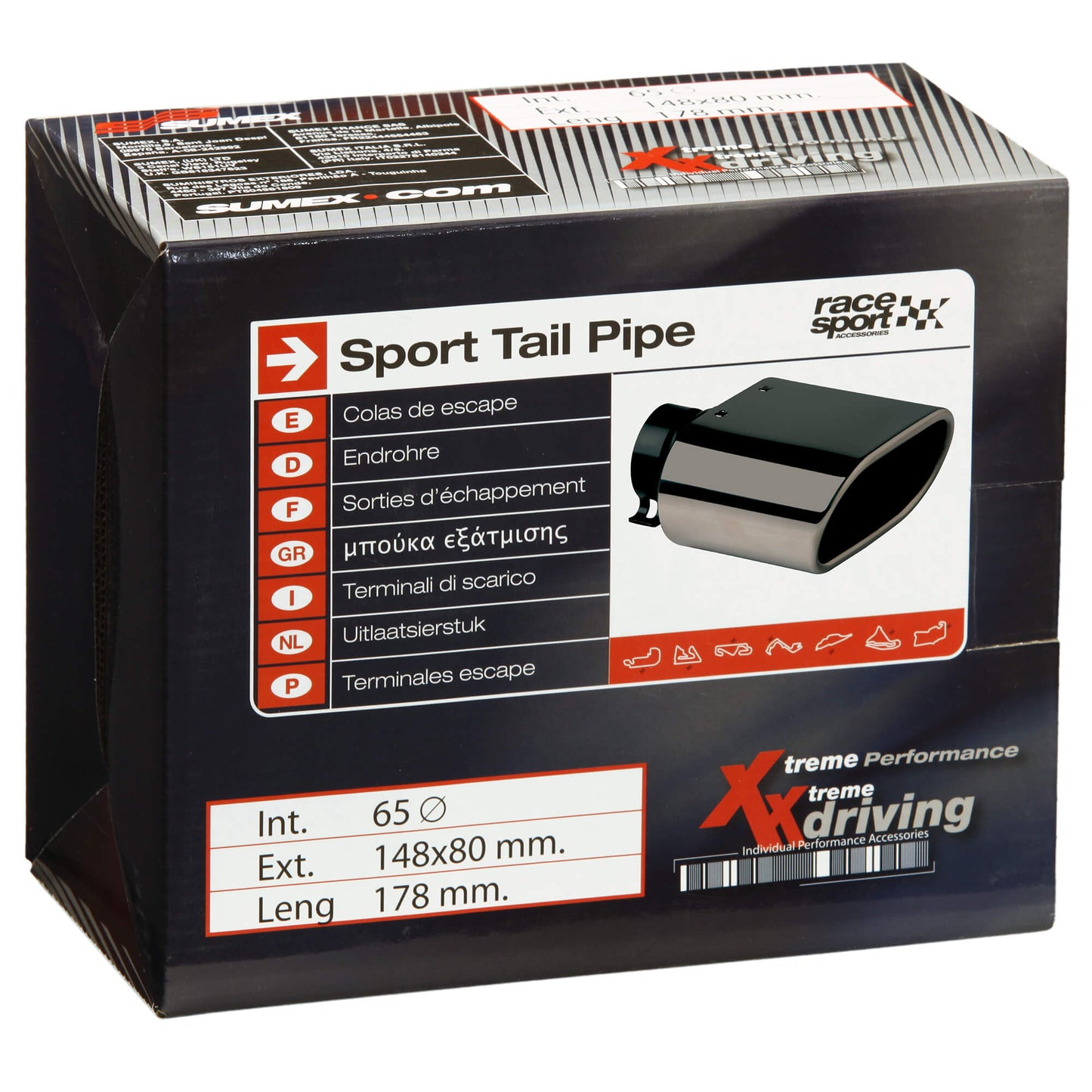 Ponteira de Escape Universal Auto RACE SPORT inox DTM-2 prata escura