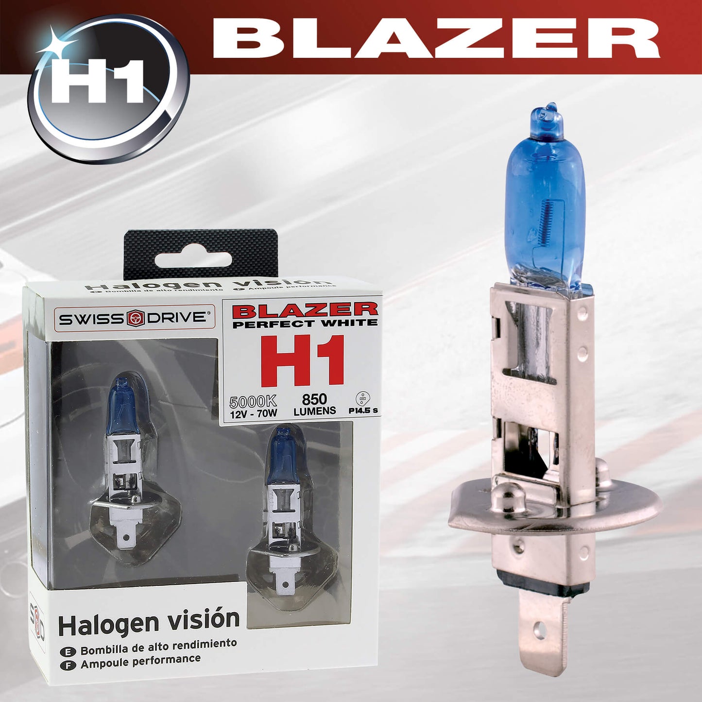 Lâmpadas Luz Xénon CAR + BLAZER H1 12V 80W 5000K Base P14.5S 2 Peças