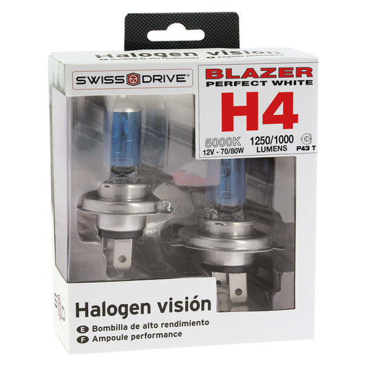 Lâmpadas Luz Xénon Car + BLAZER H4 12V 70/80W 5000K Base P43T 2 Peças