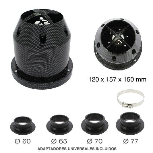 Filtro de Ar SWISS DRIVE" Classic " Carbon Look Universal C/ Adaptador