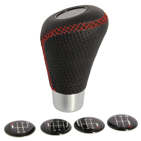 Manete Mudanças Auto (universal) RACE SPORT em Pele com costura em Linha Vermelha