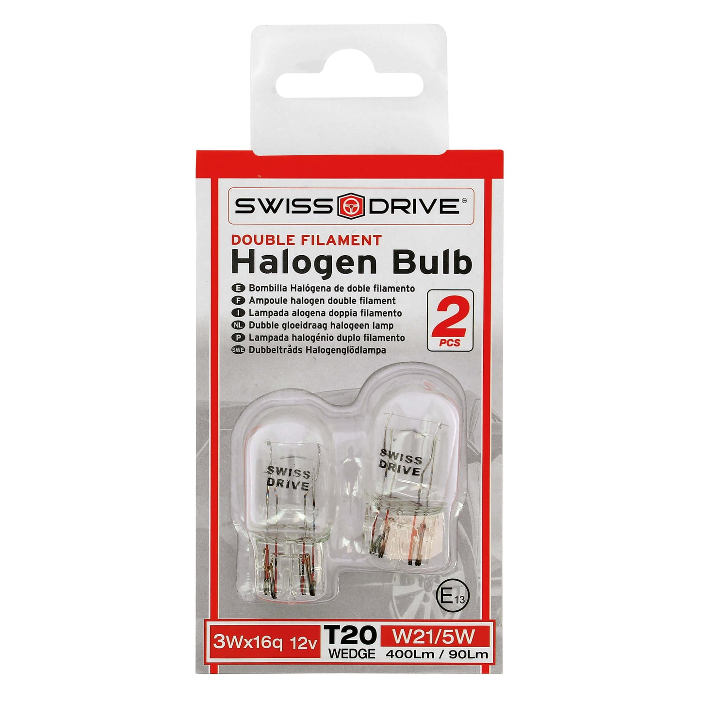 Lâmpadas Luz Original CAR + T20 W21/ 5W 12V 21/5 W 2800K Base 3Wx16q 2 Peças BLISTER PACK