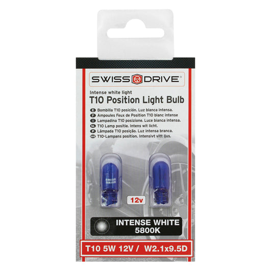 Lâmpadas Luz Xénon CAR +ULTRA WHITE POSITION BULB T10 W5W 12V 5W 3800K Base W2,1x 9,5d 2 Peças
