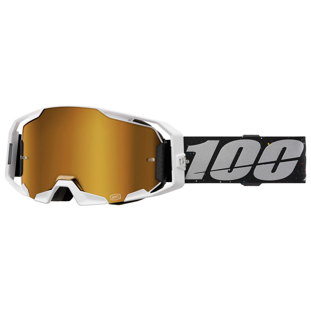 Óculos Off road 100% Armatic Rapid Racer branco/ negro - cristal espelho dourado