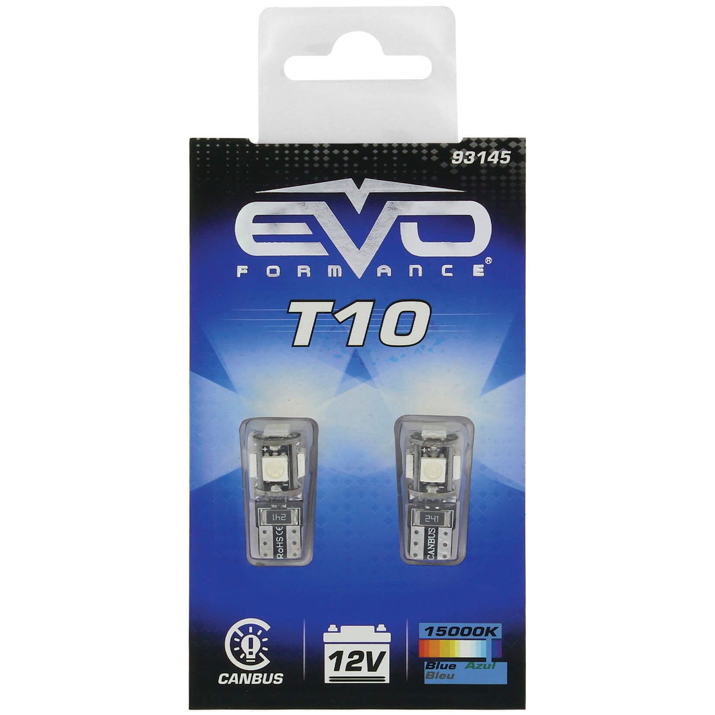 Lâmpada CANBUS LEDS T10 EVO C/ 5 Leds 12V 2.5W Azul Base W2,1x9,5d 2PCS