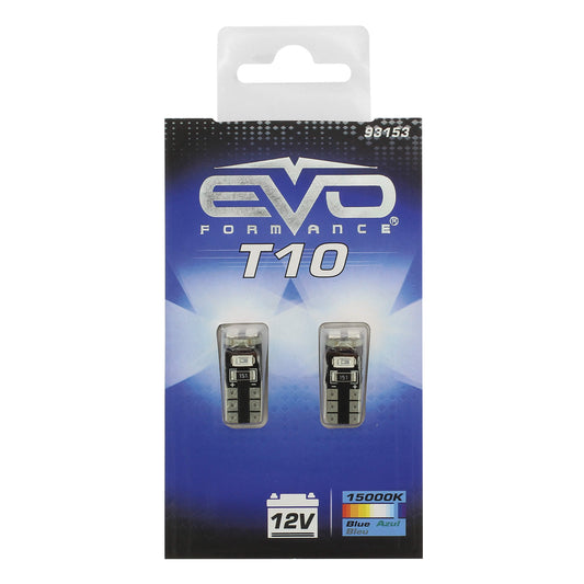 Lâmpada T10 EVO CANBUS LEDS C/4 Leds 12V T10 Azul Base W2,1x9,5d 2PCS