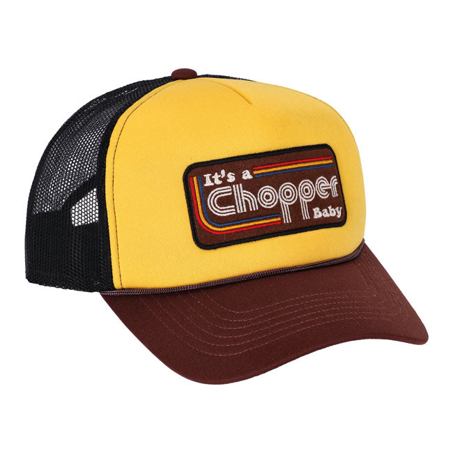 Boné trucker bebê 13 1/2 Chopper marrom/amarelo