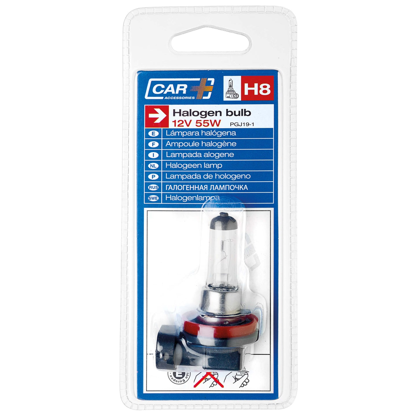 Lâmpada Luz Original CAR + H8 12V 55W 3300K Base PGJ19-1 1 Peça BLISTER PACK