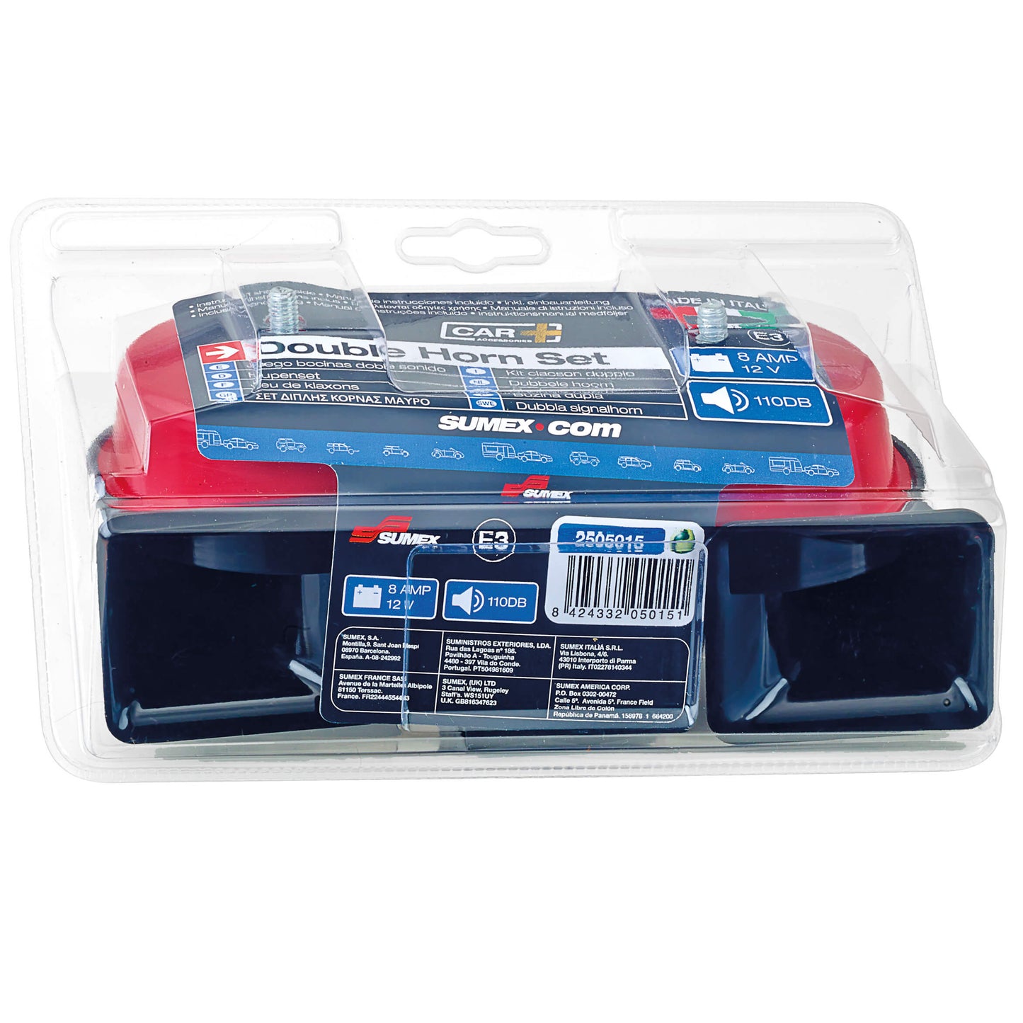 Jogo de Buzinas dupla som Alpex com tampa CAR + 12V 8 Amp