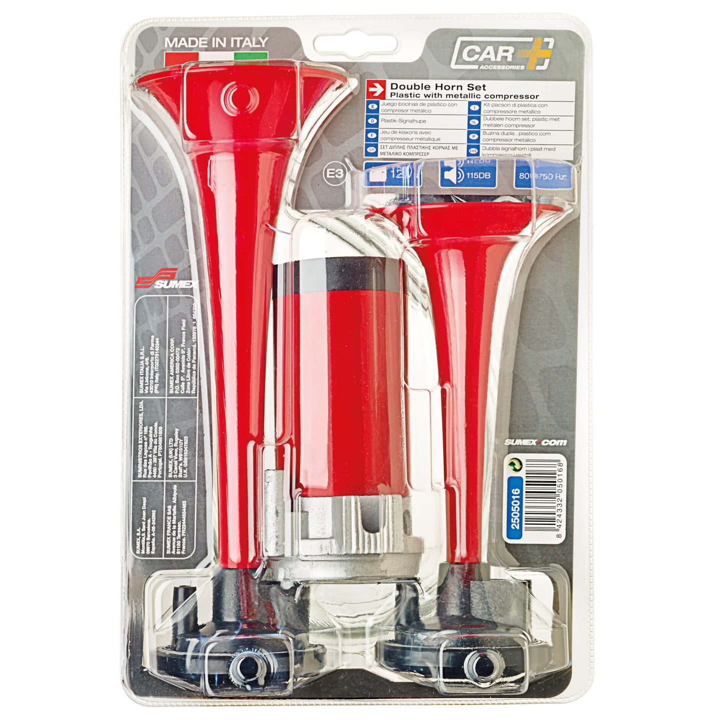 Jogo Buzinas de Plástico com Compressor de Metal dupla Alpex CAR + 12V 8Amp