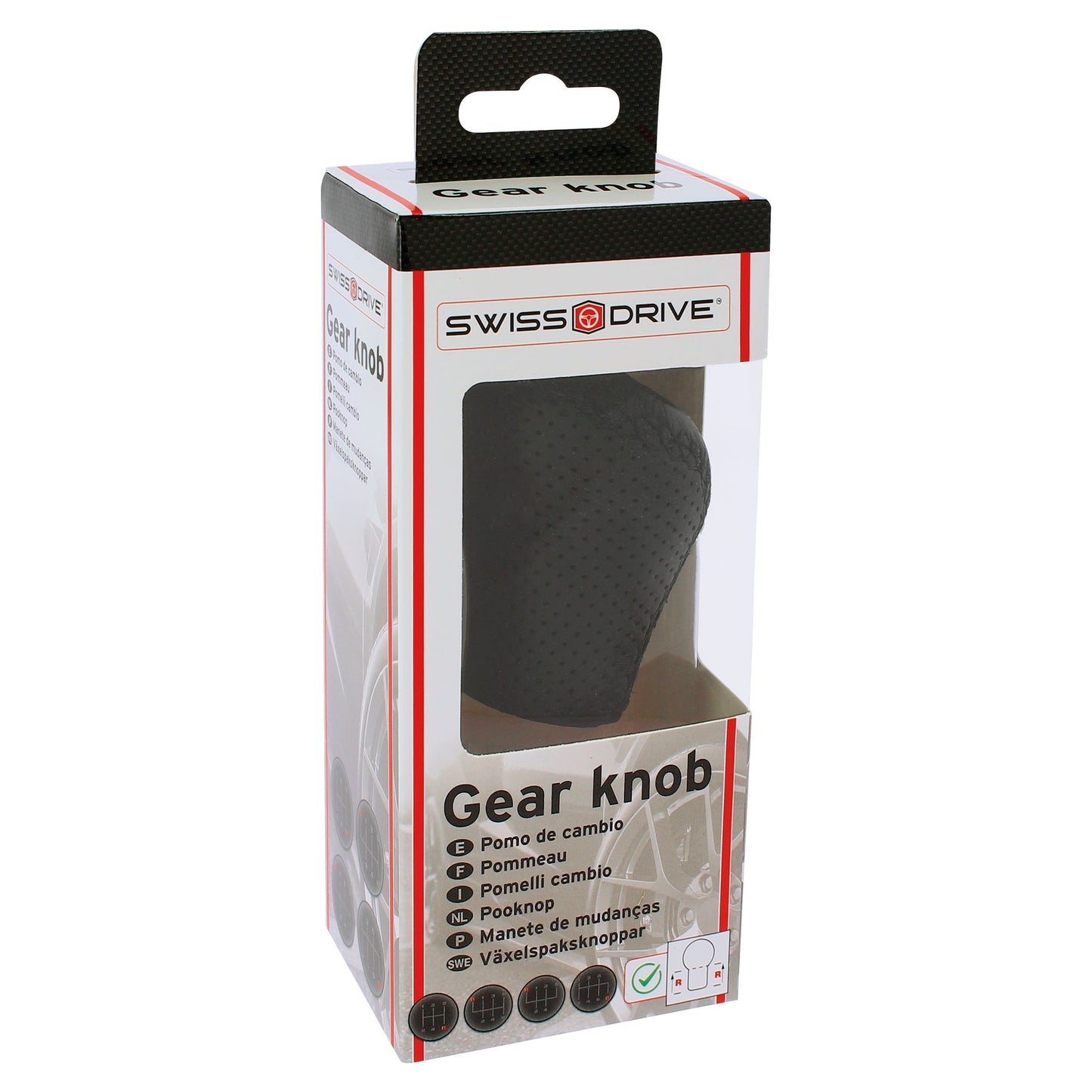 Manete Mudanças Auto (universal) RACE SPORT em Pele com costura em Linha Preta