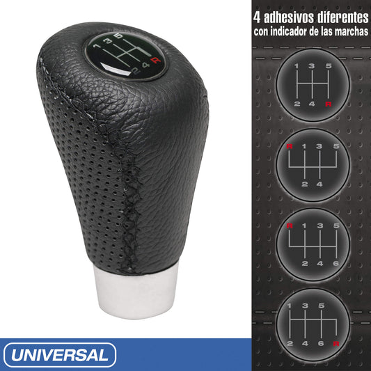 Manete Mudanças Auto (universal) RACE SPORT em Pele com costura em Linha Preta