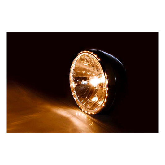 Farol Moto Reno II 7" H4. com anel halo. Cromado