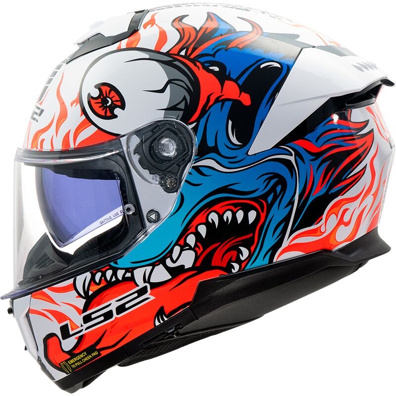 Casco Integral Inferno em cor branco, vermelho LS2 FF808 Stream II.