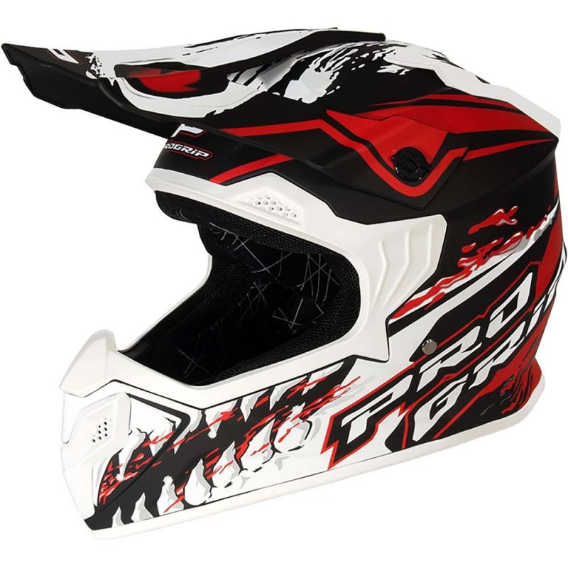 Capacete Cross Infantil ProGrip 3009-149 Preto-Vermelho