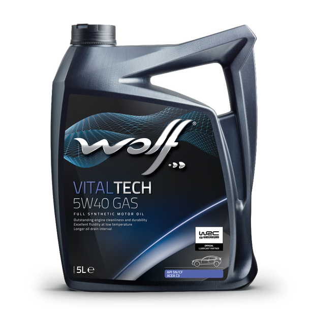Oleo Motor Auto WOLF VITALTECH 5W40 GAS 5L