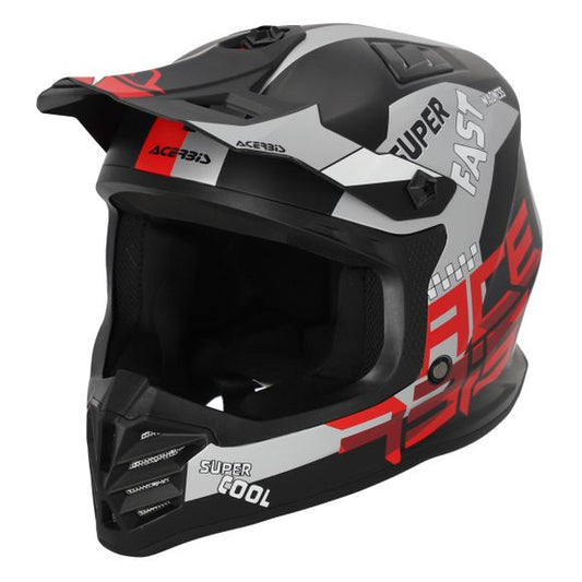 Capacete Cross Infantil perfil Acerbis - Preto-Vermelho