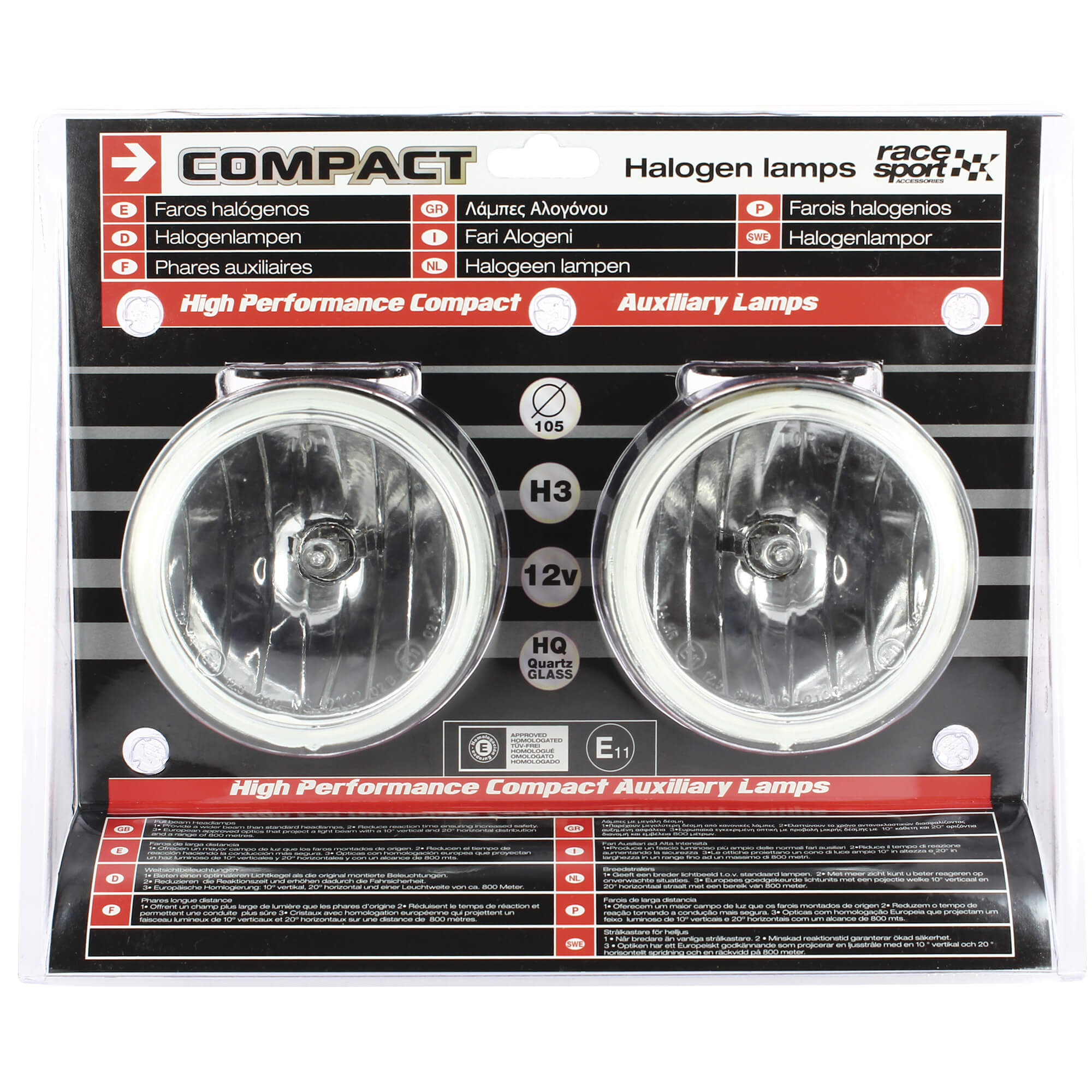 Faróis Redondos de Longo Alcance Compact RACE SPORT