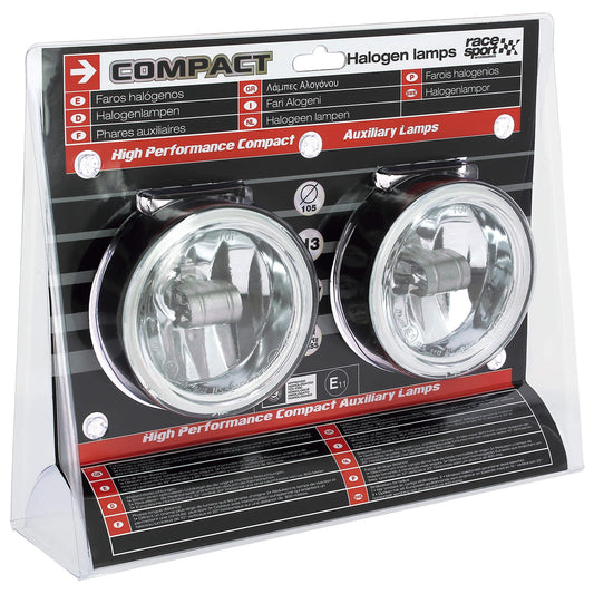 Faróis Redondos Compact Nevoeiro Brancos 12V 55W 3200K RACE SPORT 2PCS