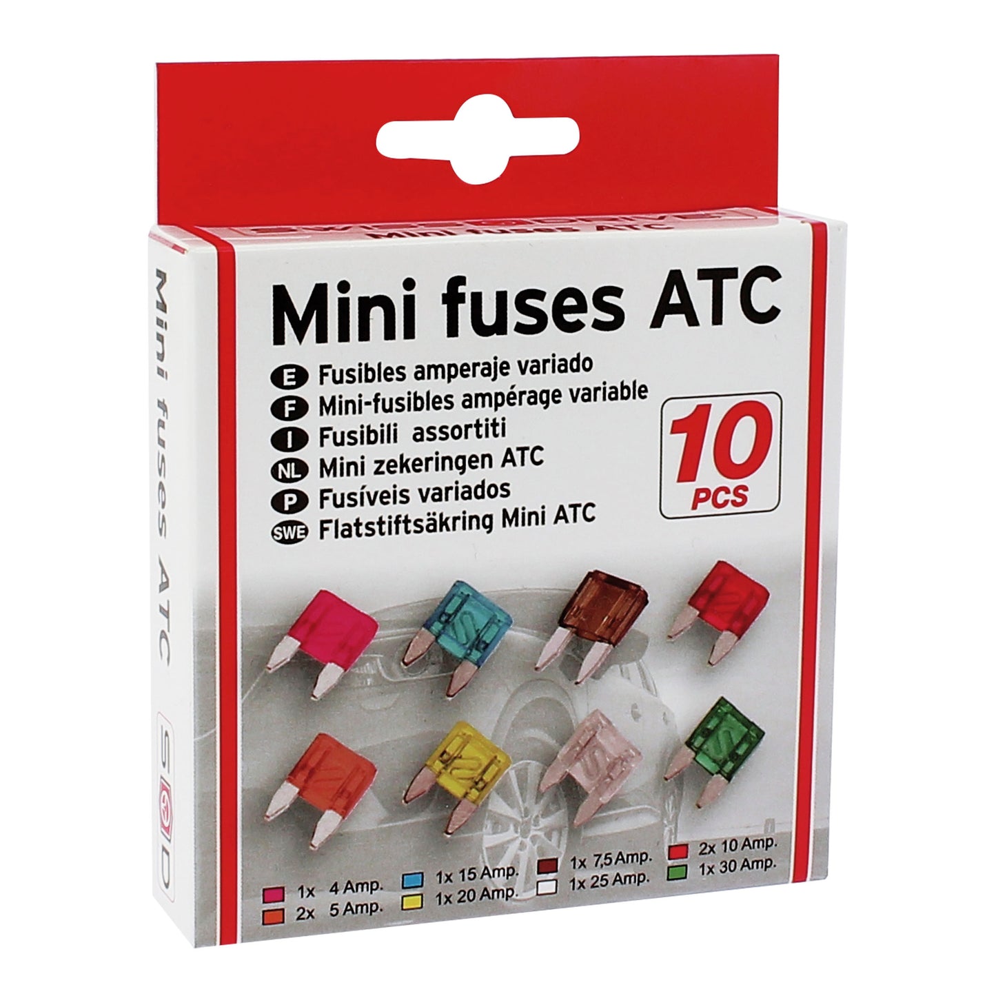 Mini Fusíveis ATC Variados 12V SWISS DRIVE 10 PCS