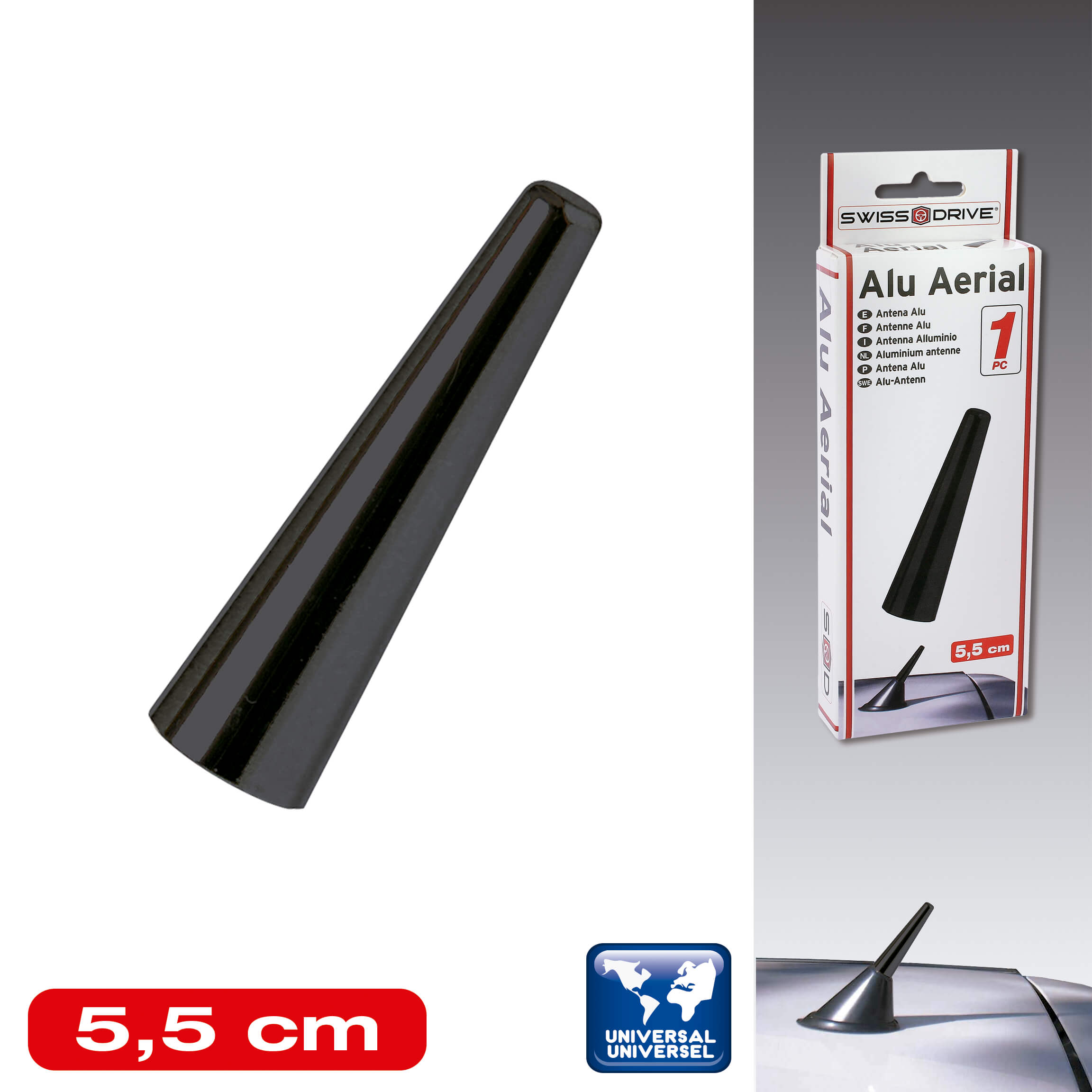 Antena Rádio Universal Race Sport " Bullet " Alumínio Preta