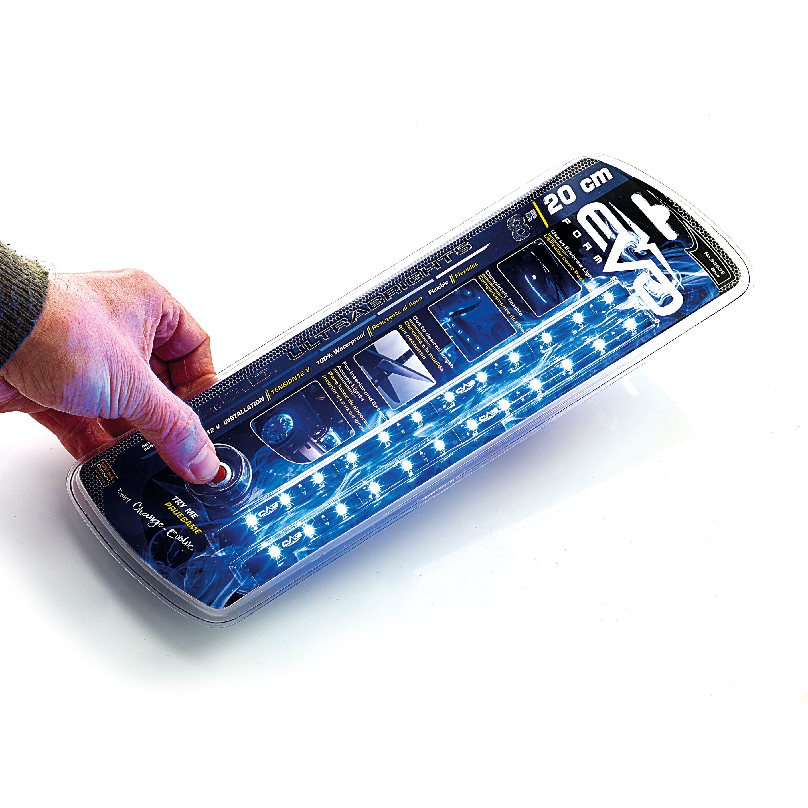 Fita Led 12V 2x 20cm cor Azul