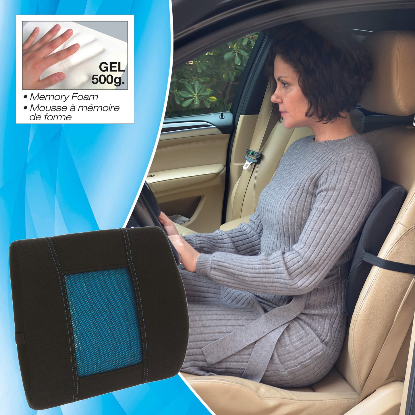 Almofada SWISS DRIVE Reforço Lombar com Gel 36x 33cm