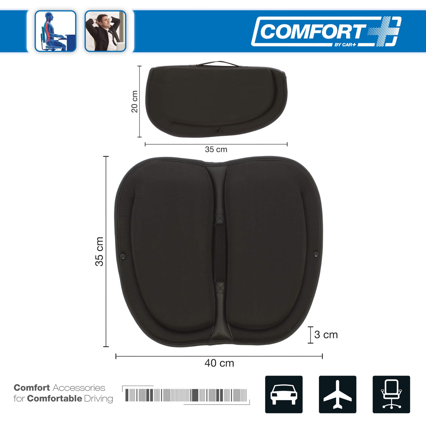 Almofada de Gel para Assento Dobrável SWISS DRIVE 40x 35cm