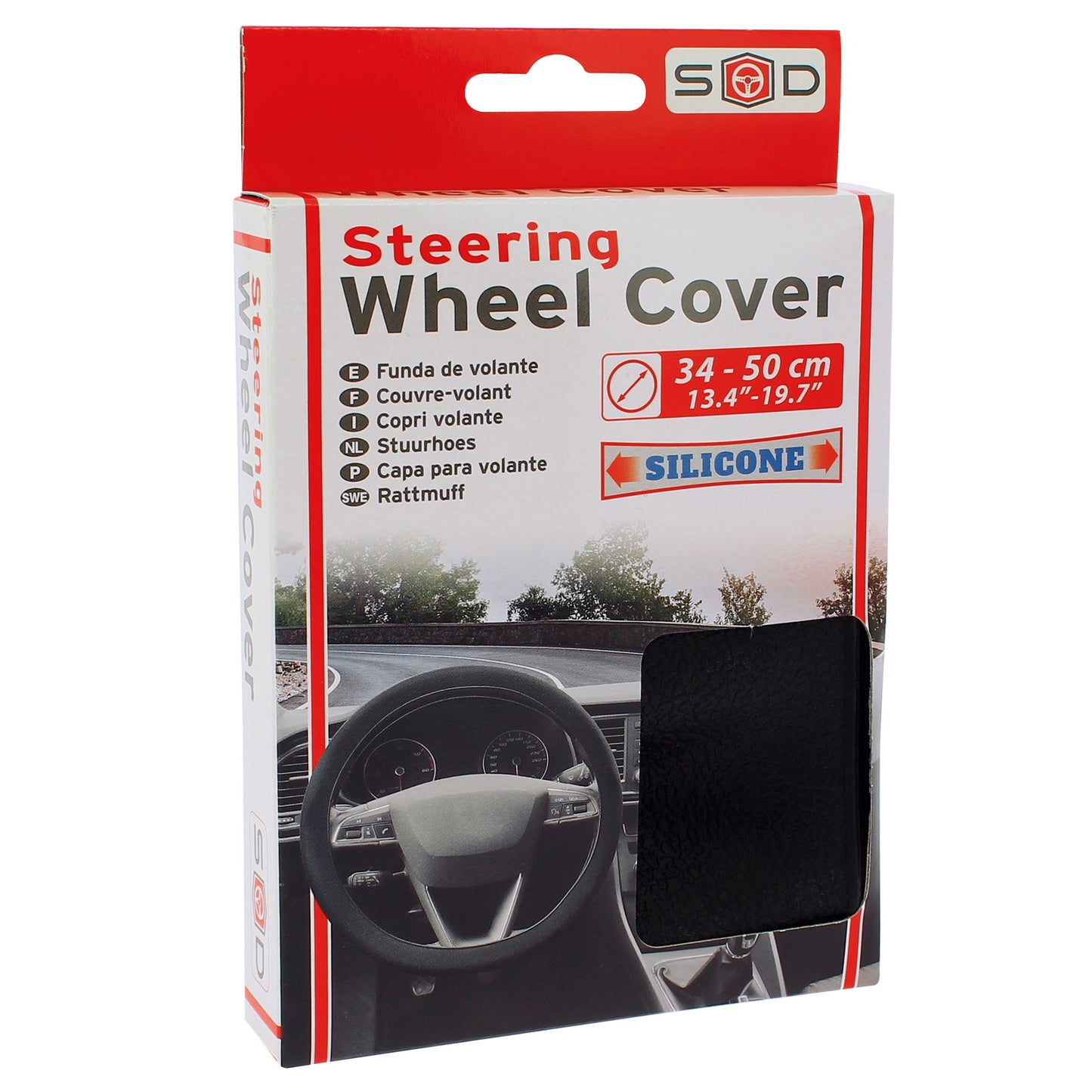 Capa de Volante AUTO " CAR+" de Silicone Negra 35-40 cm 13,4"-19,7"