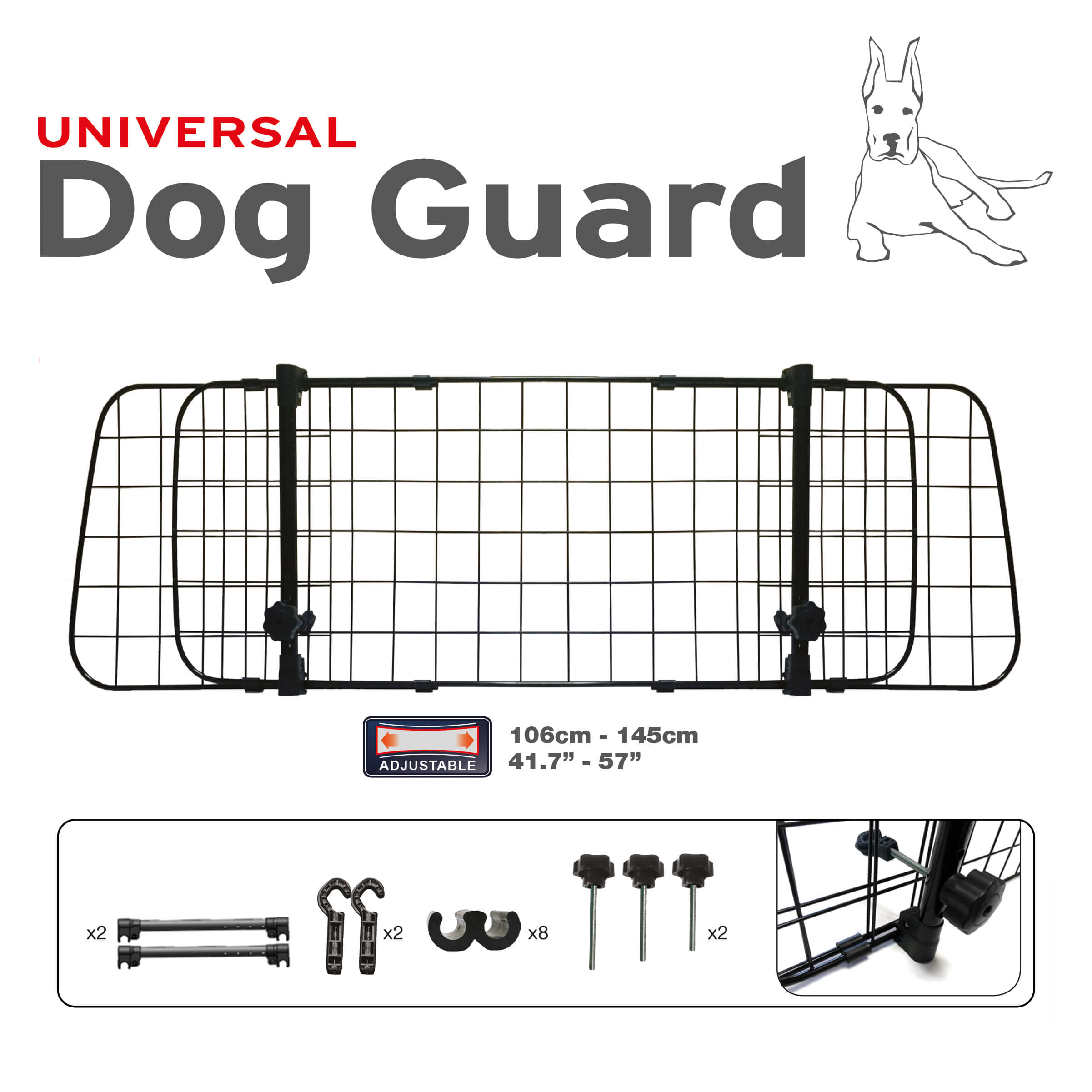 Grelha divisória Metálica Extensível de Segurança para PETS Automóvel SWISS DRIVE