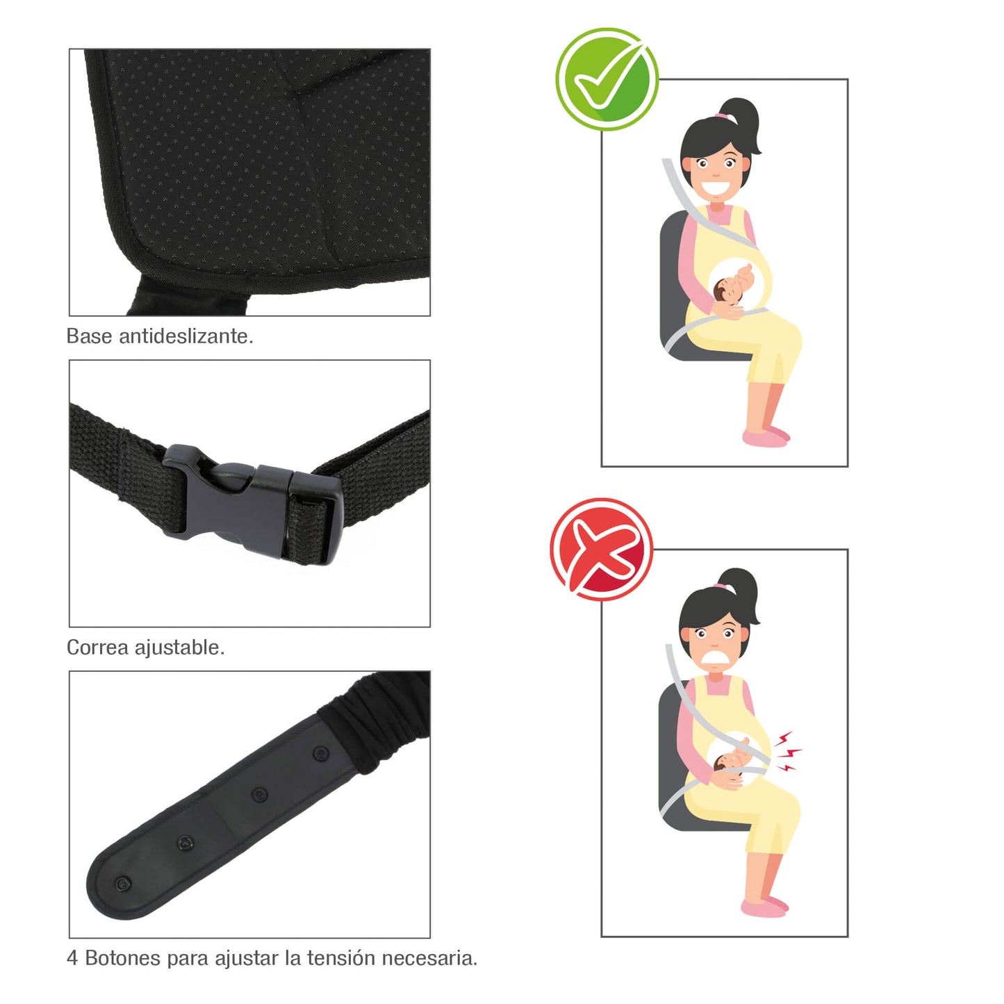 Almofada Protetora para Cinto de Segurança Ajustável para Grávidas SWISS DRIVE