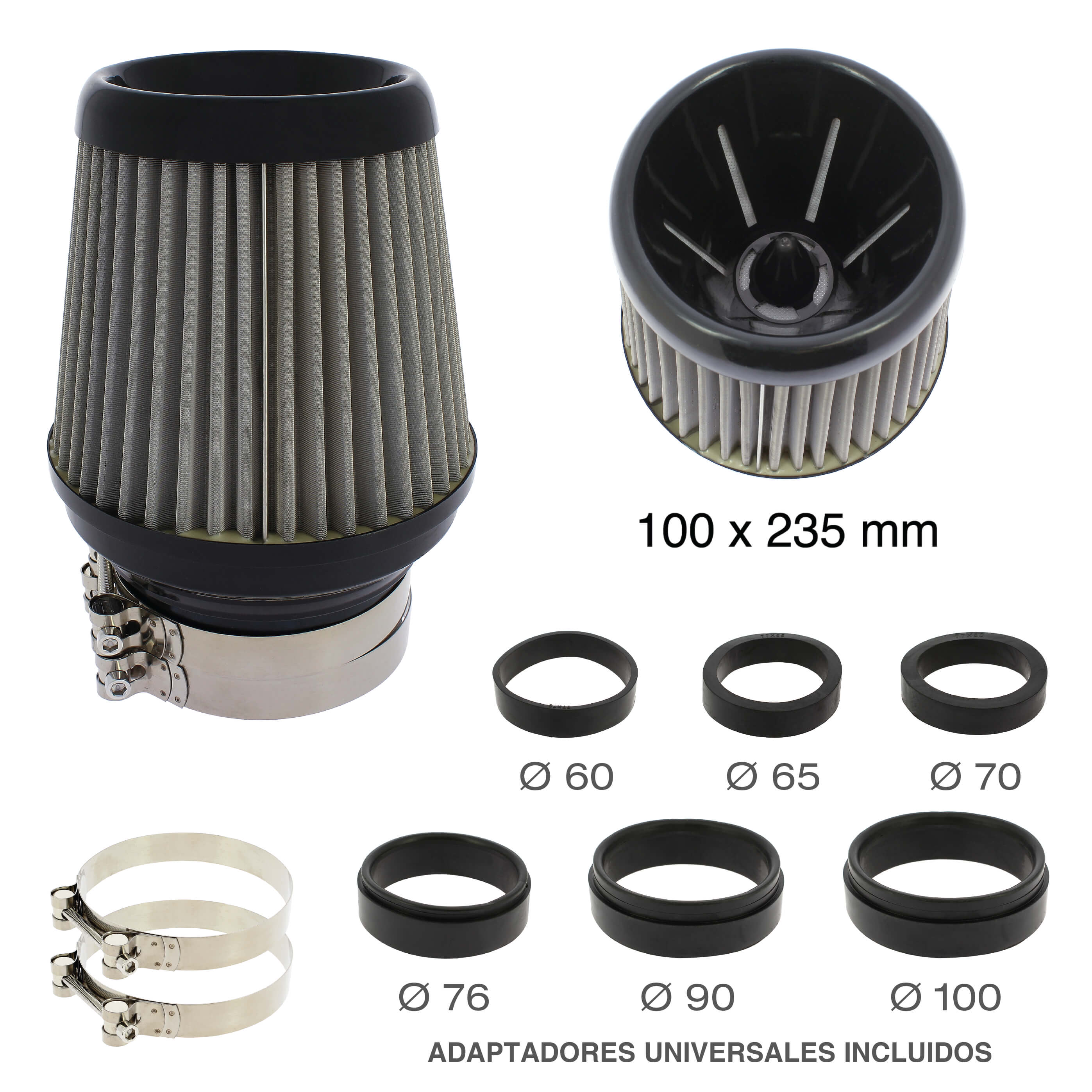 Filtro de Ar  "Silicone " UNV C/ Adaptador