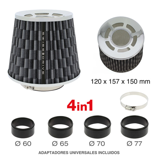 Filtro de Ar SWISS DRIVE " Air Flag" Universal C/ Adaptador