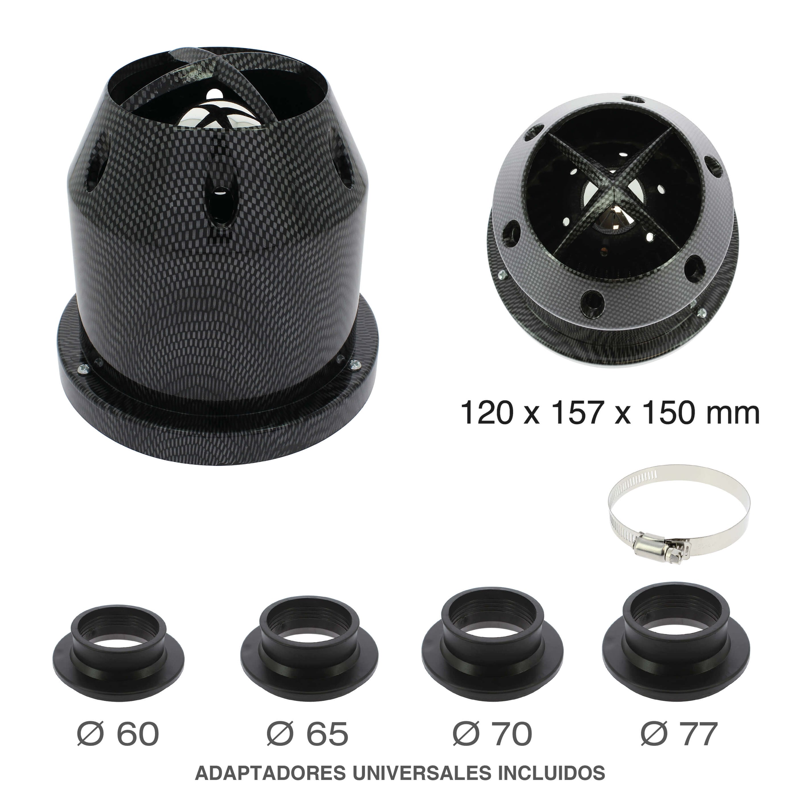 Filtro de Ar " Classic " Carbon Look UNV C/ Adaptador