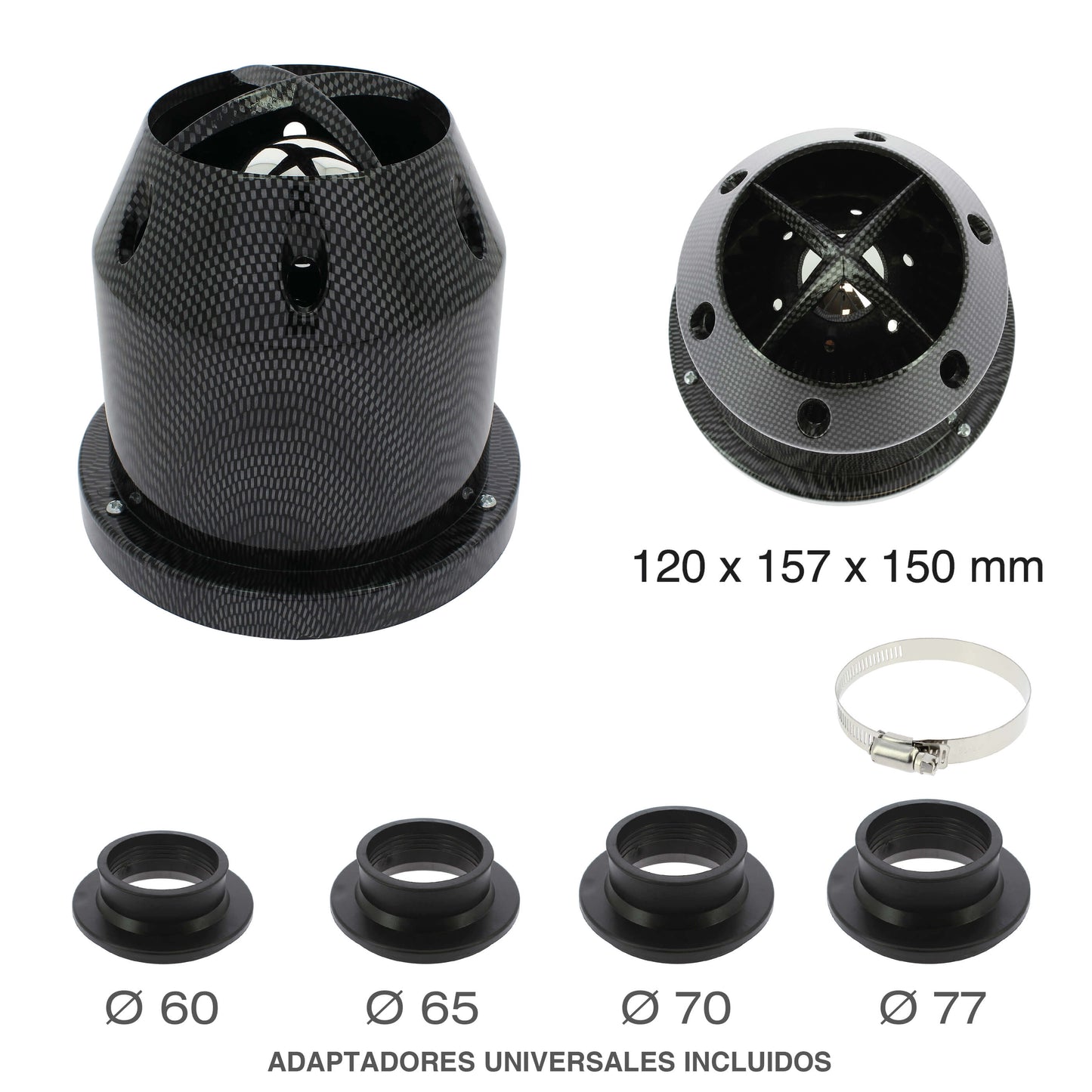 Filtro de Ar SWISS DRIVE" Classic " Carbon Look Universal  C/ Adaptador