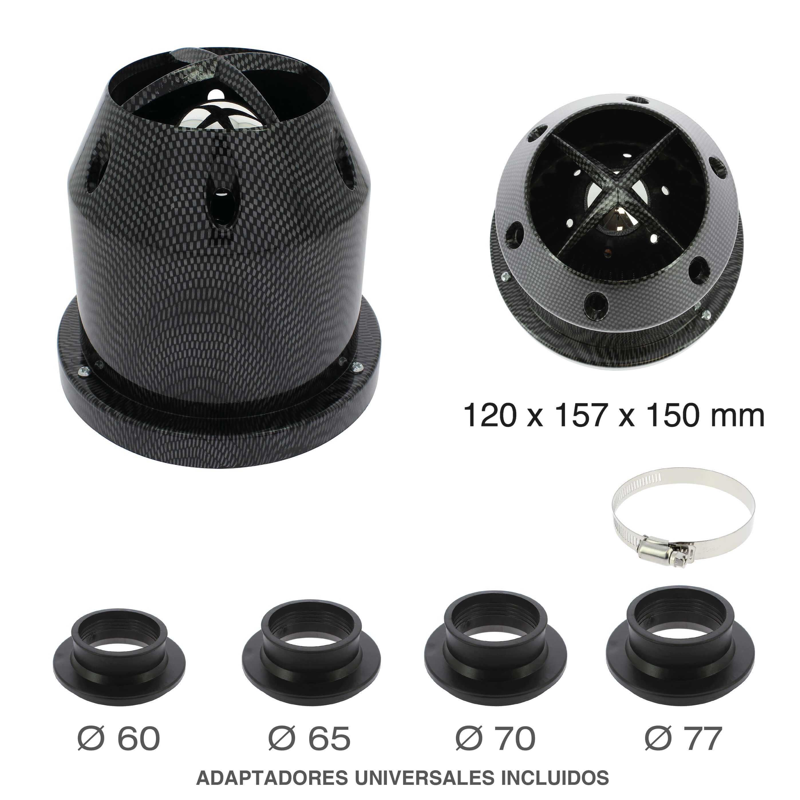 Filtro de Ar " Classic " Carbon Look UNV C/ Adaptador