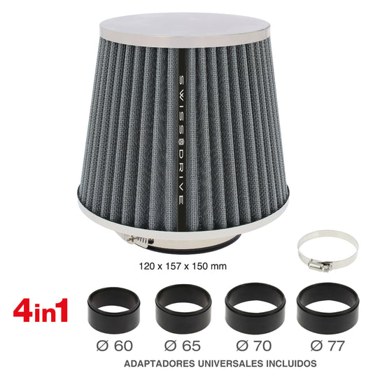 Filtro de Ar SWISS DRIVE " Chrome Cover " Universal C/ Adaptador