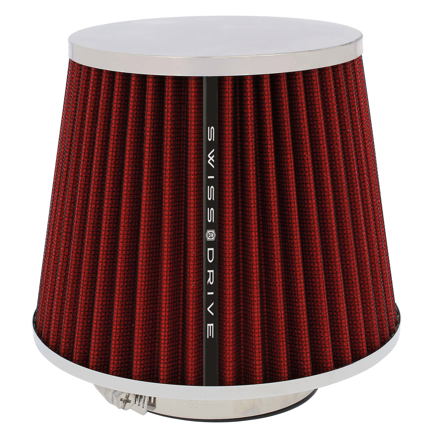 Filtro de Ar SWISS DRIVE " Chrome Cover " Universal C/ Adaptador Vermelho