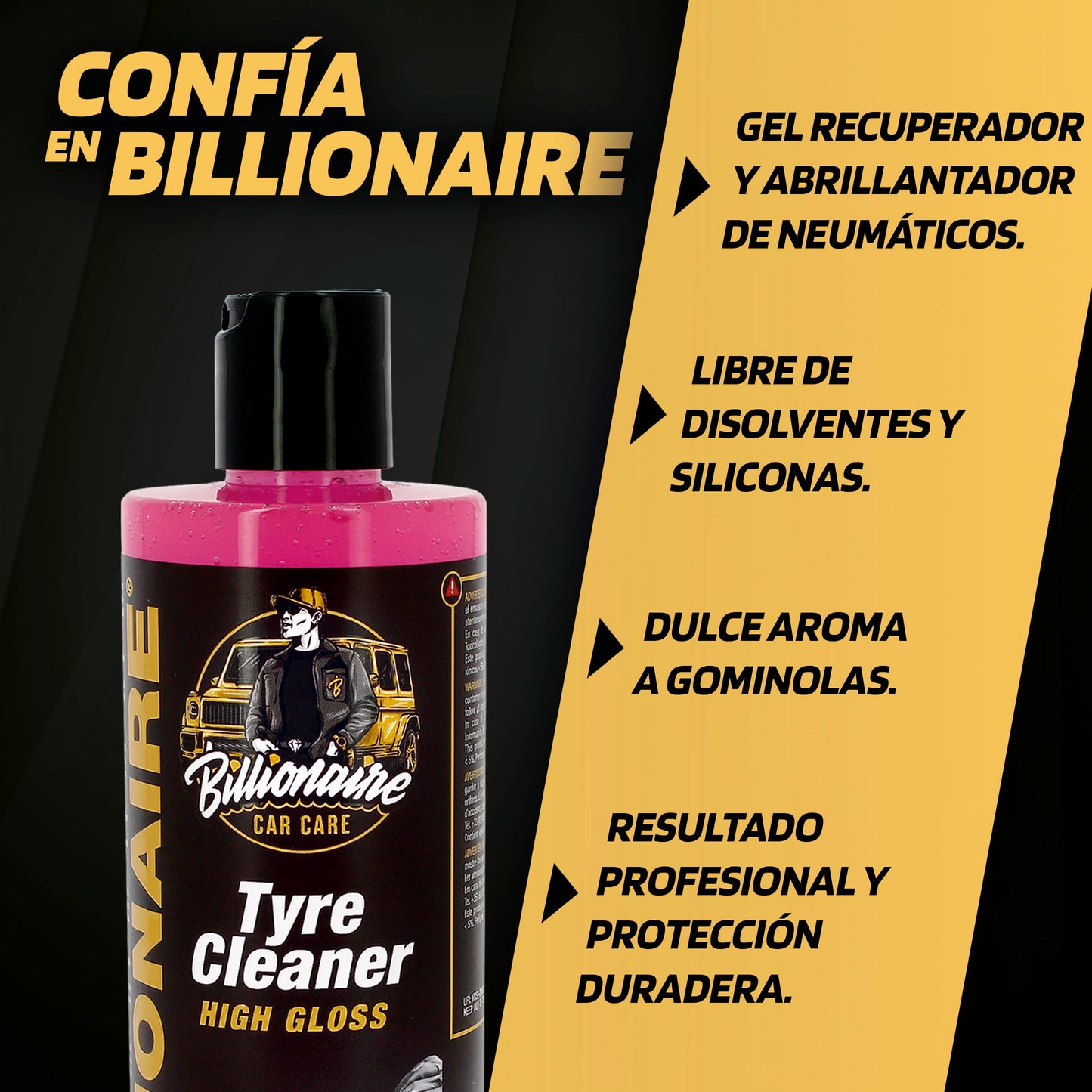 Limpa Pneus Alto Brilho BILLIONAIRE 500ml