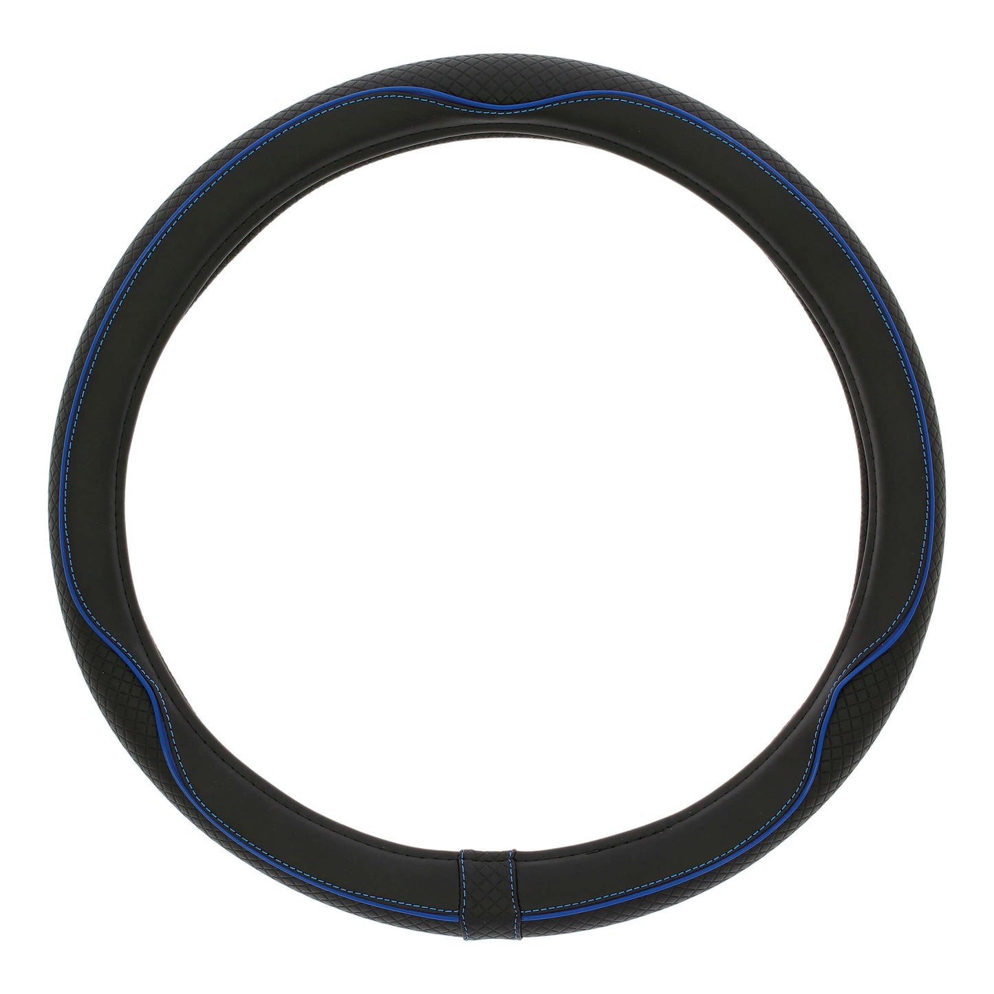 Capa de Volante AUTO "SWISS DRIVE" Preta com Risca cor Azul Tamanho M 37-39 cm