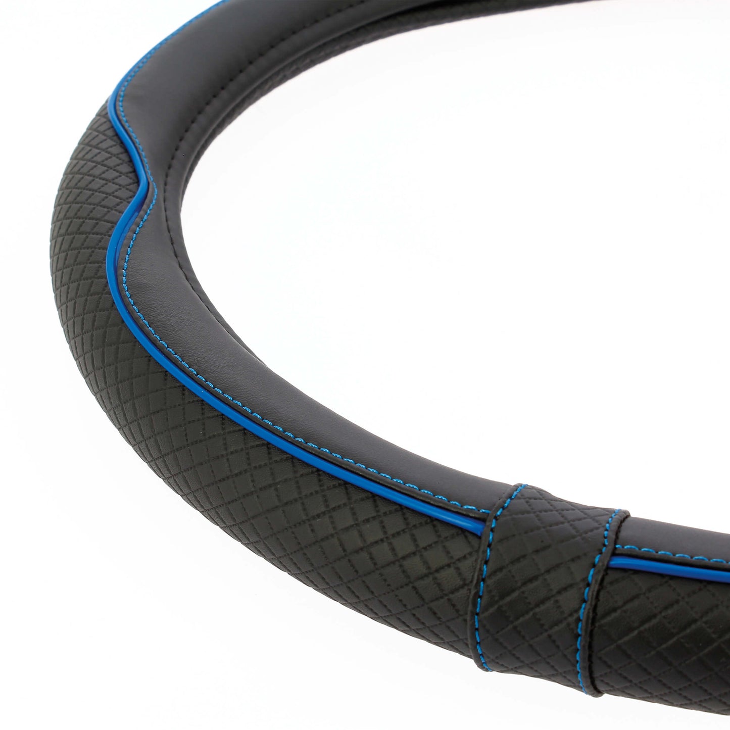 Capa de Volante AUTO "SWISS DRIVE" Preta com Risca cor Azul Tamanho M 37-39 cm