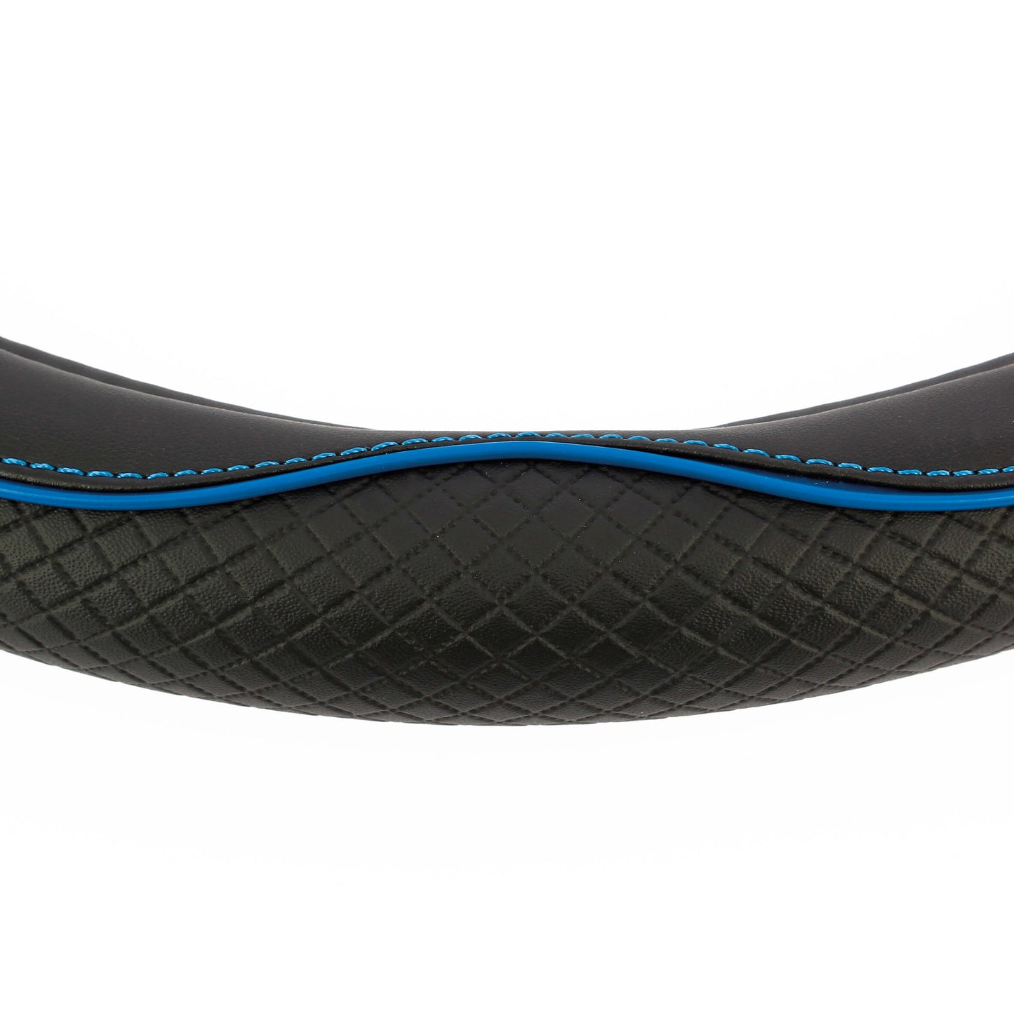 Capa de Volante AUTO "SWISS DRIVE" Preta com Risca cor Azul Tamanho M 37-39 cm