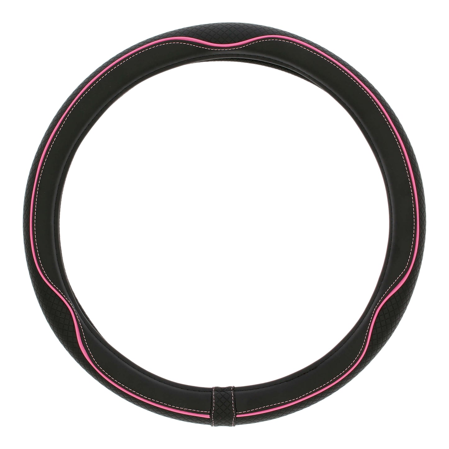 Capa de Volante AUTO "SWISS DRIVE" Preta com Risca cor Rosa Tamanho M 37-39 cm