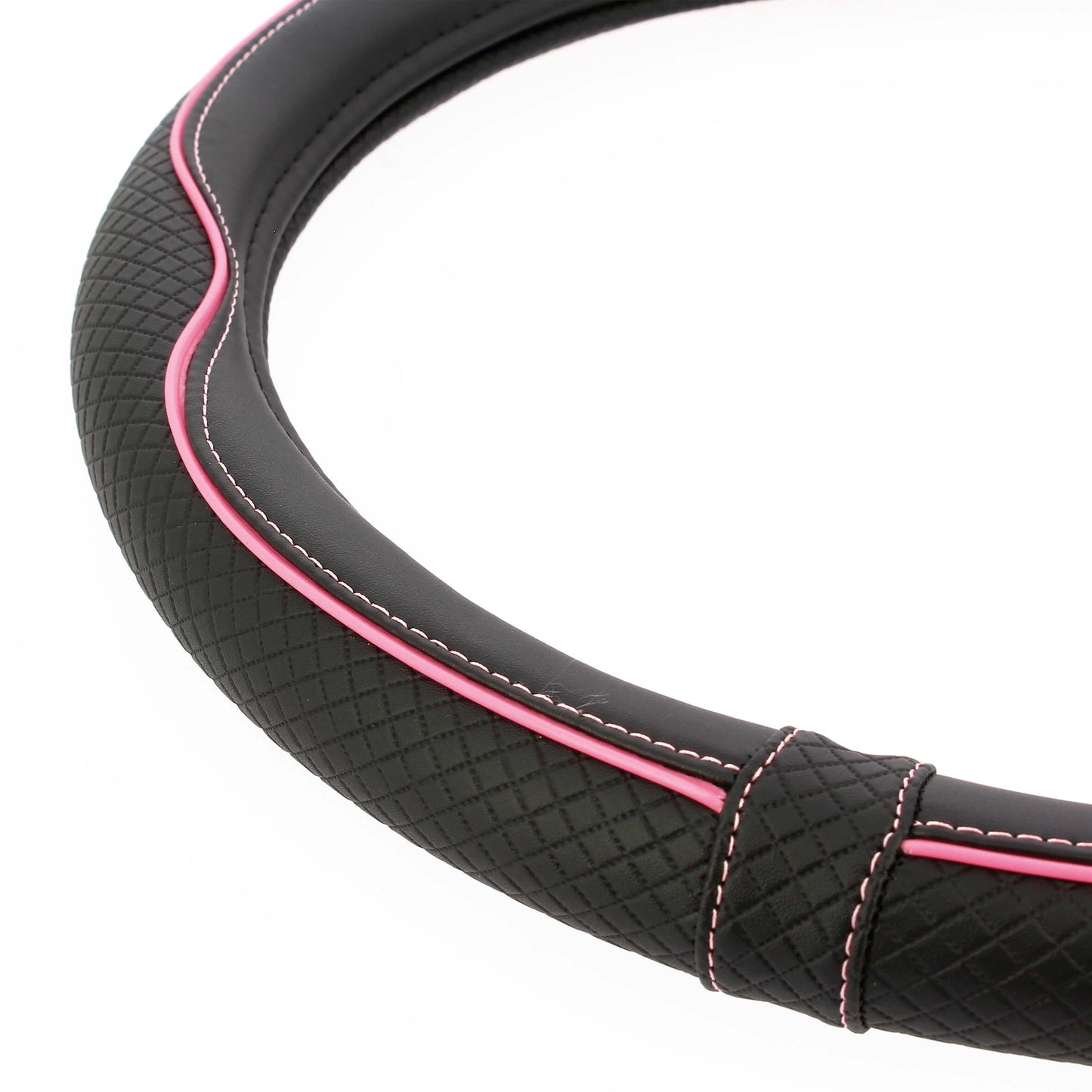 Capa de Volante AUTO "SWISS DRIVE" Preta com Risca cor Rosa Tamanho M 37-39 cm