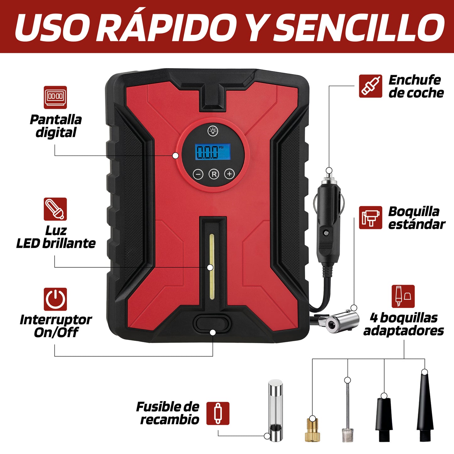 Compressor AR Pneus Digital  SWISS DRIVE 12V 10 BAR/ 150 PSI