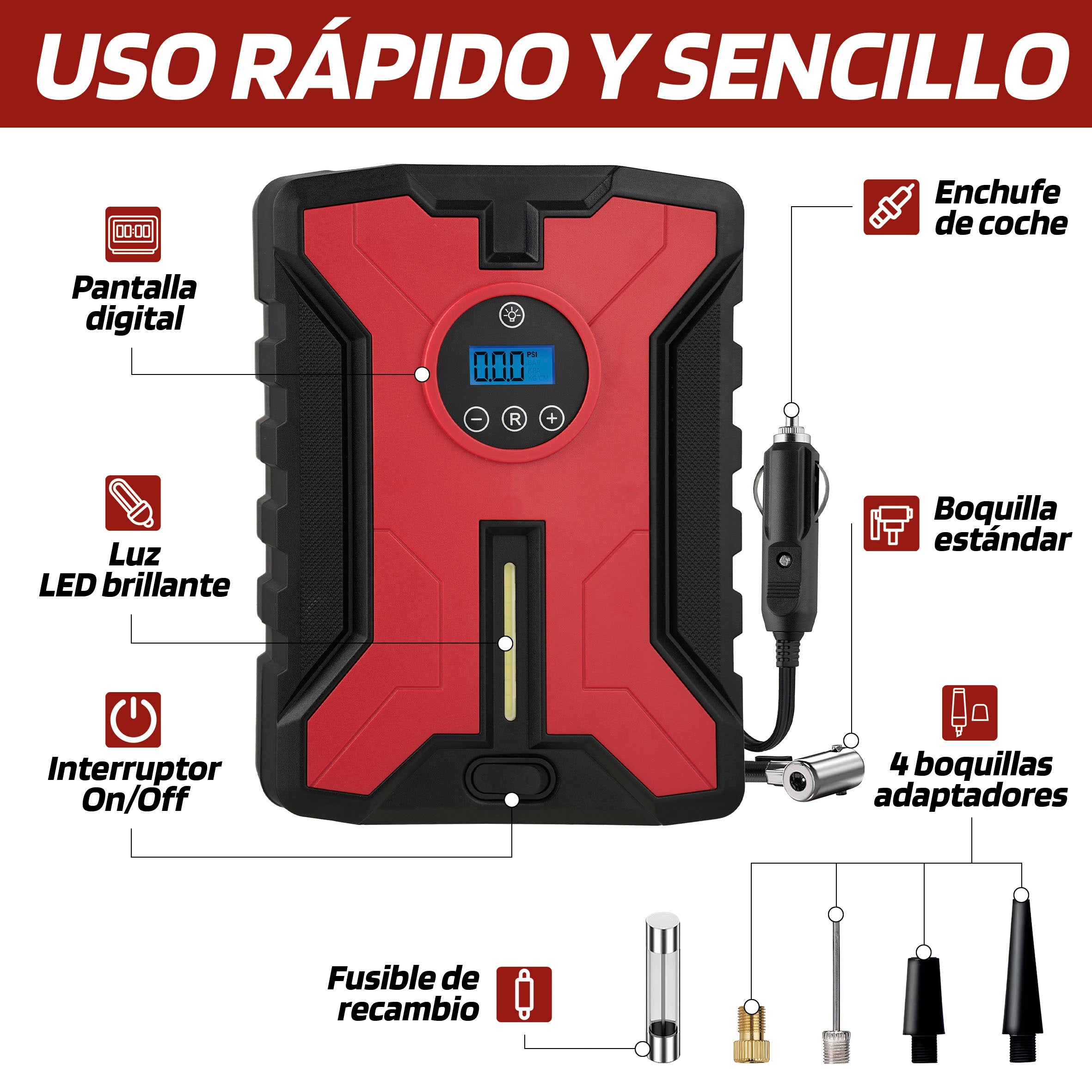 Compressor AR Pneus Digital  SWISS DRIVE 12V 10 BAR/ 150 PSI