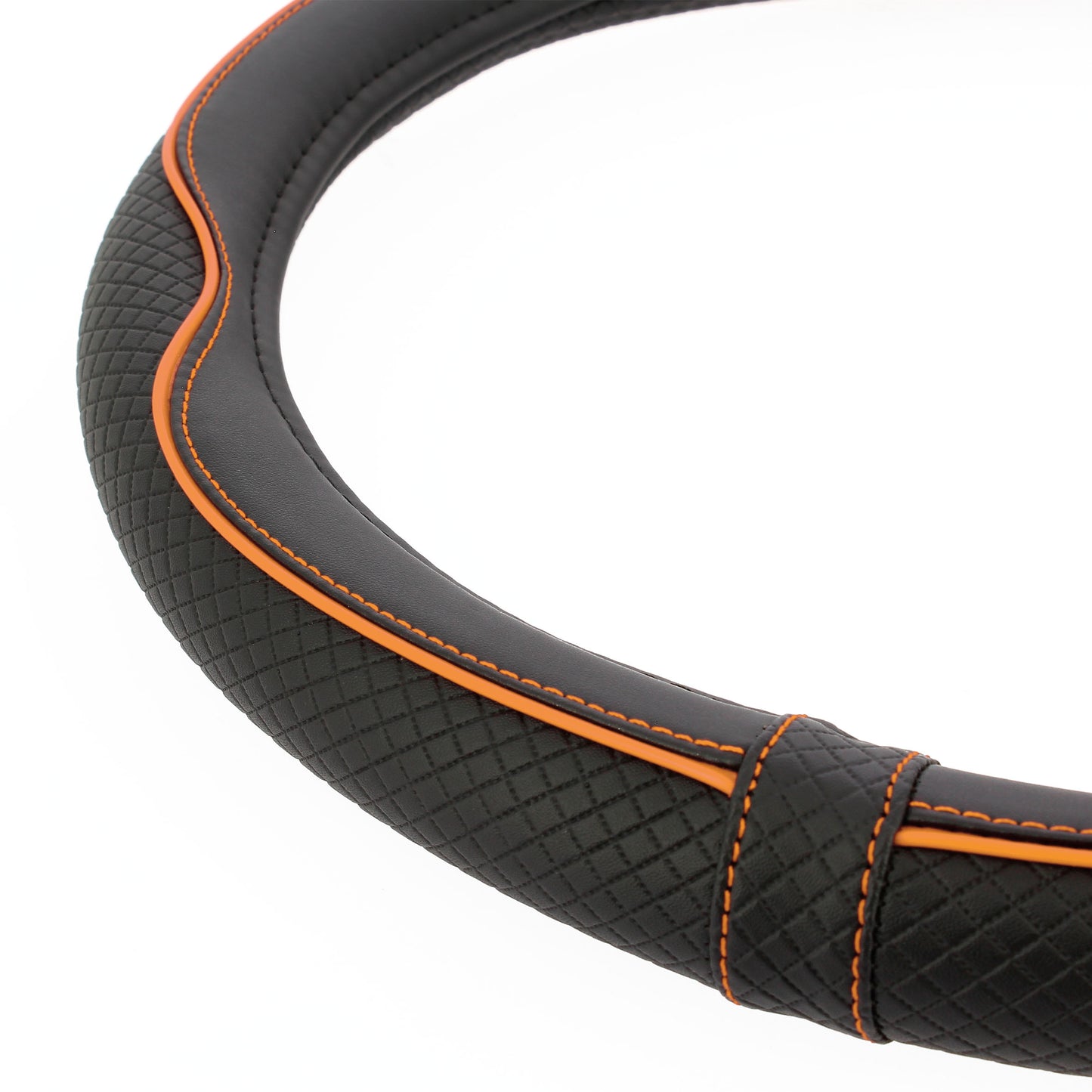 Capa de Volante AUTO " SWISS DRIVE" Preta com cor Risca Laranja Tamanho M 37-39 cm