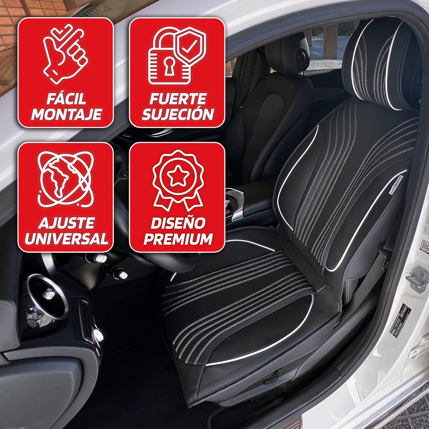 Esteira Banco AUTO " SWISS DRIVE" Preto / Branco 1 PC