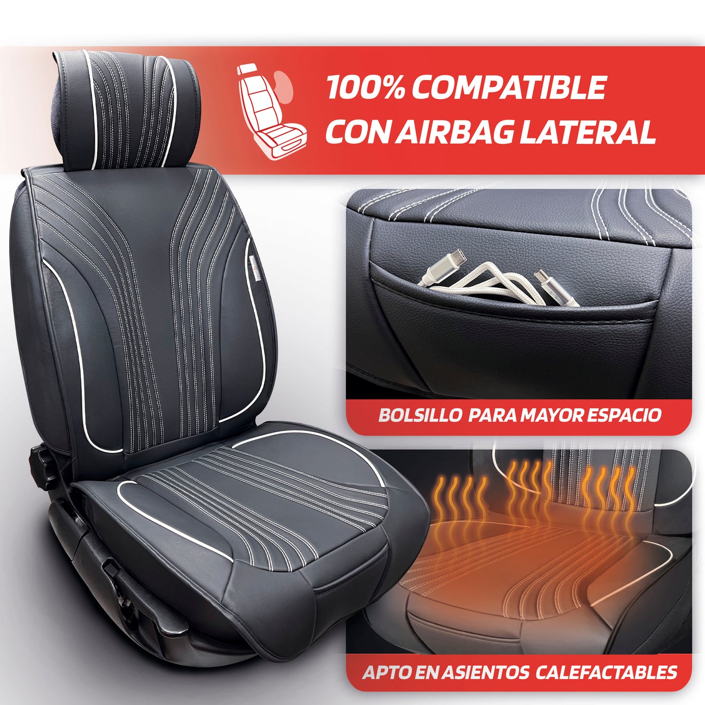 Esteira Banco AUTO " SWISS DRIVE" Preto / Branco 1 PC